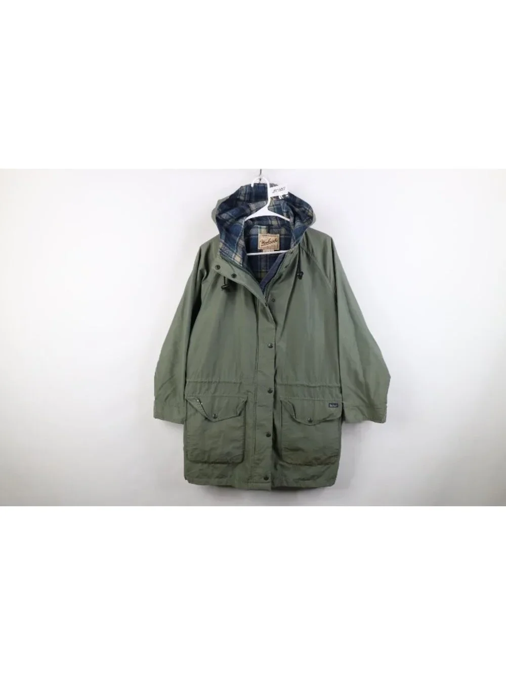 Vintage 90s Woolrich Mens Small Distressed Wool Lined Hooded Parka Jacket Rain - Picture 1 of 16